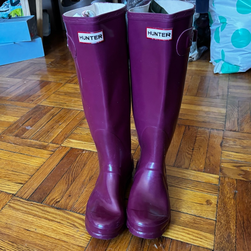Hunter Wellington Boots Wellies Tall Rubber Boots Fuchsia Purple Magenta 7 F /6M
